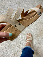 Load image into Gallery viewer, Corkys Gold Shimmer Spring Fling Wedge Sandal
