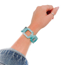 Load image into Gallery viewer, Teal Acetate Cut Out Cuff
