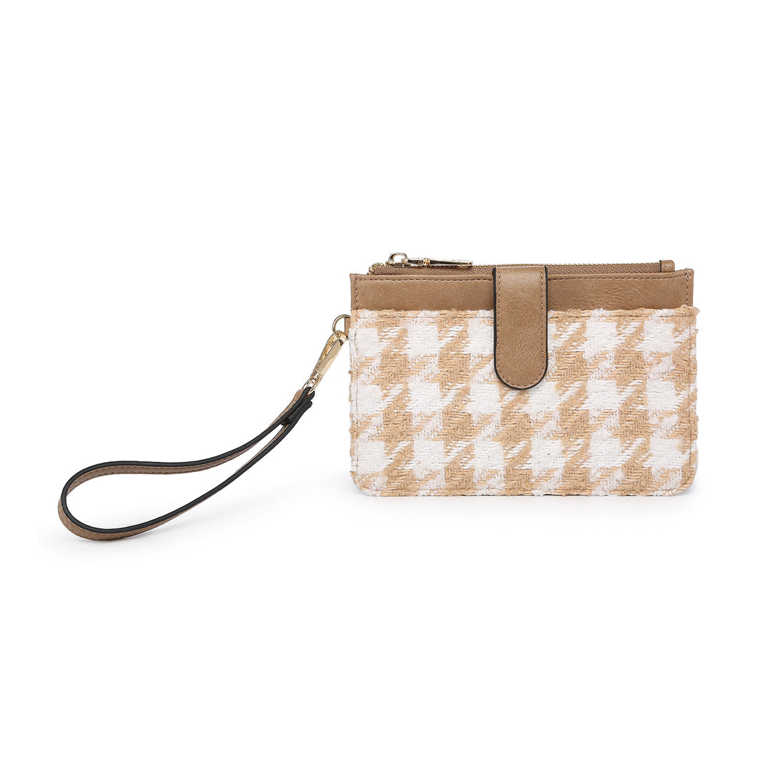 Sand & White Houndstoooth Wallet Clutch