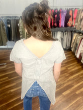 Load image into Gallery viewer, Charcoal Stone Washed Top with Back Ruched Slit Open Detail
