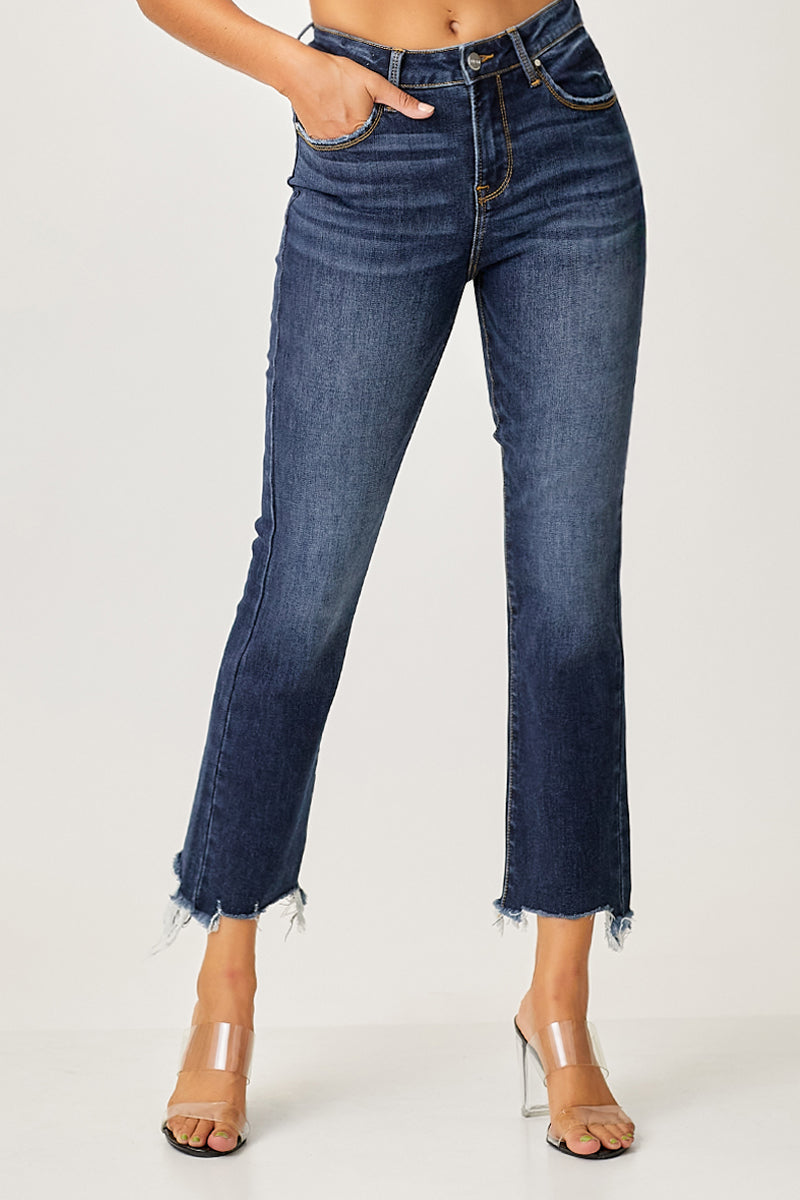 Risen Dark Wash High-Rise Slim Straight Jeans - Size 3 & 15